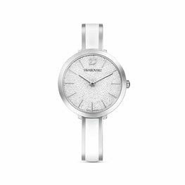 Crystalline delight watch, Swiss Made, Metal bracelet, White, Stainless steel