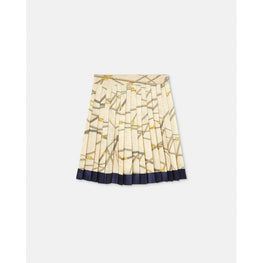 Women Greca Nautical Pleated Skirt - Gold
