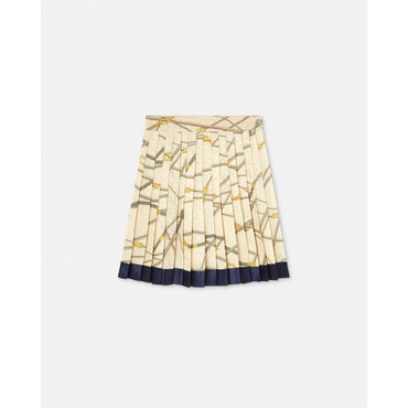 Women Greca Nautical Pleated Skirt - Gold
