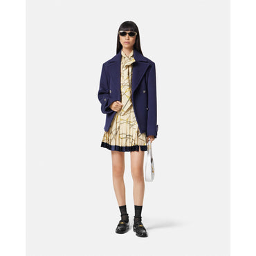 Women Greca Nautical Pleated Skirt - Gold