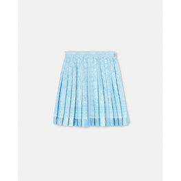 Women Barocco Silk Pleated Skirt - Blue
