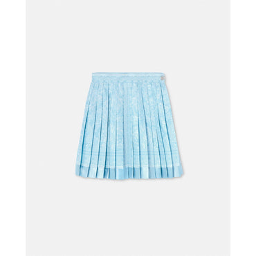 Women Barocco Silk Pleated Skirt - Blue