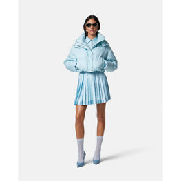 Women Barocco Silk Pleated Skirt - Blue