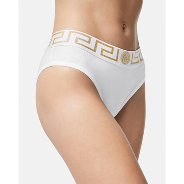 Women Greca Border Briefs - White
