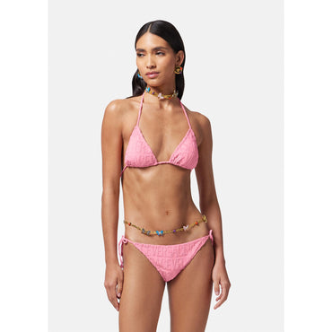 Women Versace Allover Towel Bikini Bottoms - Pink