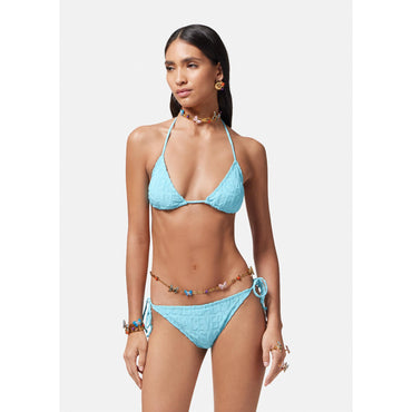 Women Versace Allover Towel Bikini Bottoms - Blue