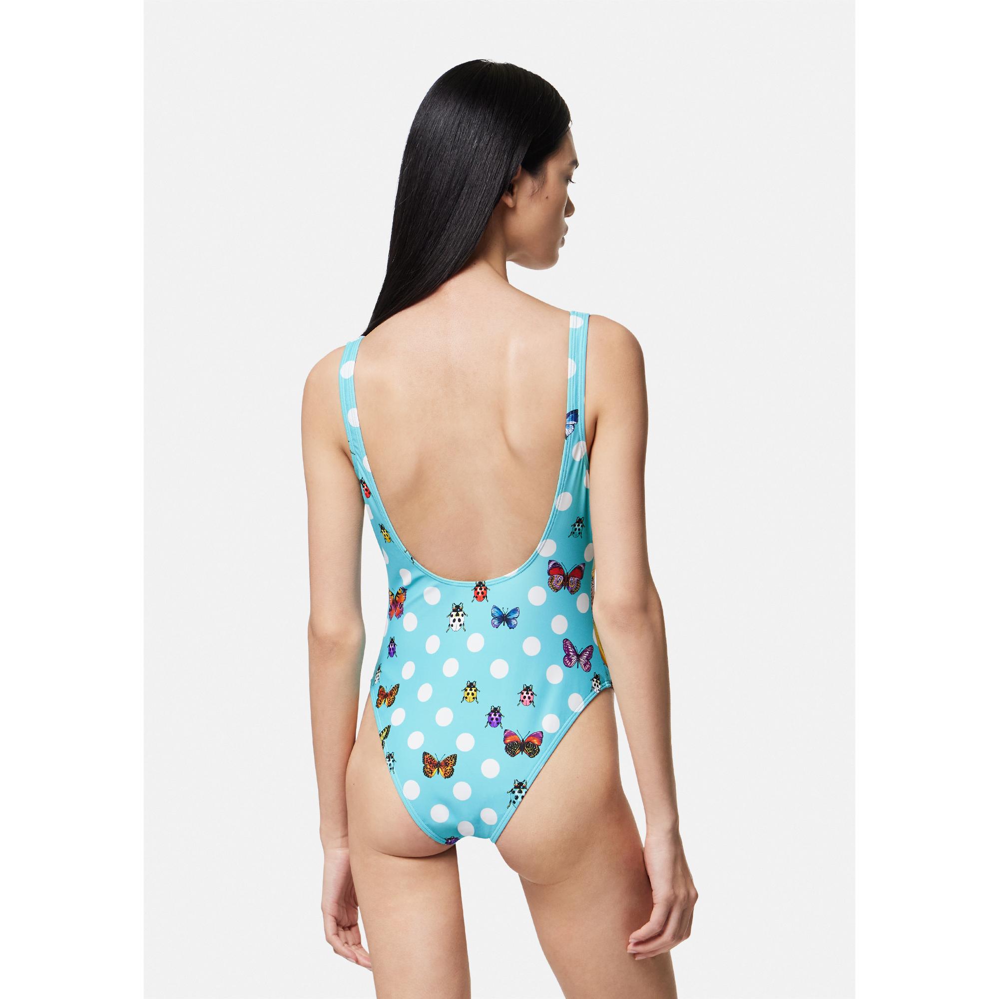 Women Butterflies One-Piece Swimsuit - Blue