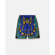 Men Medusa Saddle Silk Shorts - Blue