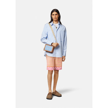 Men Versace Allover Cotton Blend Shorts - Pink