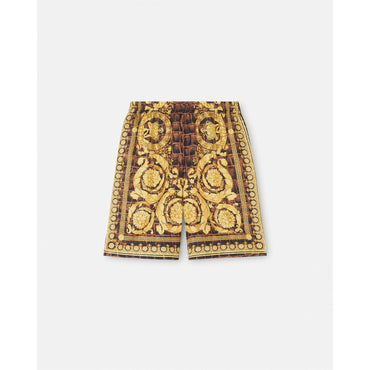 Men Baroccodile Silk Shorts - Black