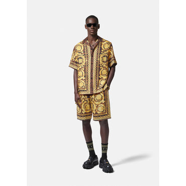 Men Baroccodile Silk Shorts - Black