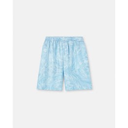 Men Barocco Silk Shorts - Blue