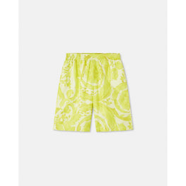 Men Barocco Silk Shorts - Yellow