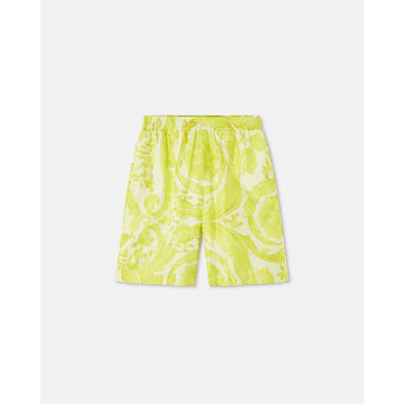 Men Barocco Silk Shorts - Yellow