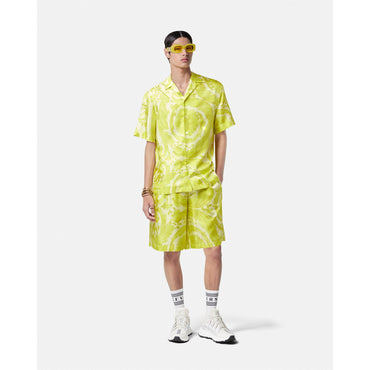 Men Barocco Silk Shorts - Yellow