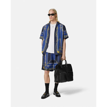 Men Versace Nautical Silk Shorts - Blue