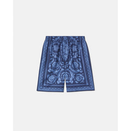Men Barocco Silk Shorts - Navy