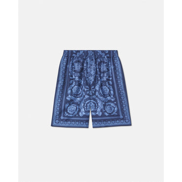 Men Barocco Silk Shorts - Navy