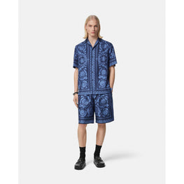 Men Barocco Silk Shorts - Navy