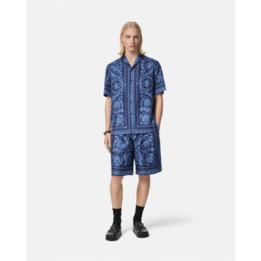 Men Barocco Silk Shorts - Navy