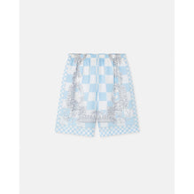 Men Medusa Contrasto Silk Shorts - Blue