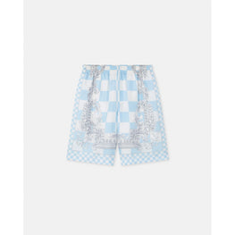 Men Medusa Contrasto Silk Shorts - Blue