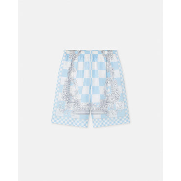 Men Medusa Contrasto Silk Shorts - Blue