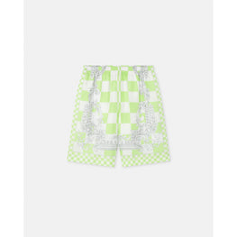 Men Medusa Contrasto Silk Shorts - Green