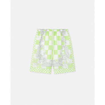 Men Medusa Contrasto Silk Shorts - Green