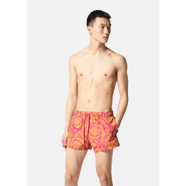Men Barocco Silhouette Swim Shorts - Orange