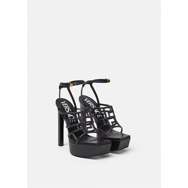 Women Greca Maze Platform Sandals 140 mm - Black
