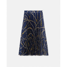 Women Greca Nautical Pleated Midi Skirt - Navy