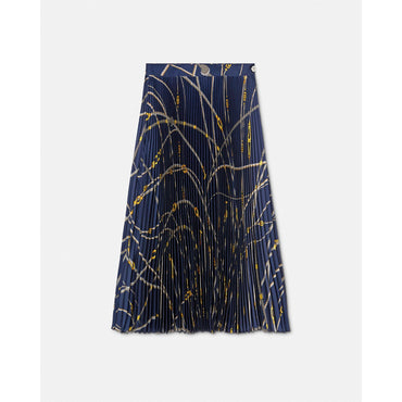 Women Greca Nautical Pleated Midi Skirt - Navy