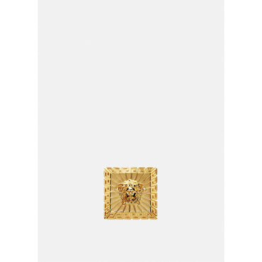 Men Medusa Square Ring - Gold