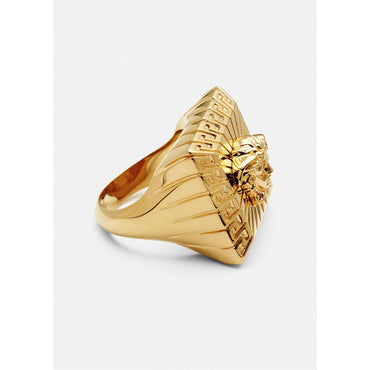 Men Medusa Square Ring - Gold