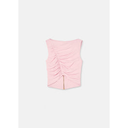 Women Medusa Zipper Crop Top - Pink