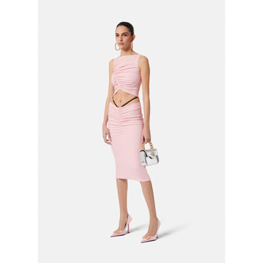 Women Medusa Zipper Crop Top - Pink