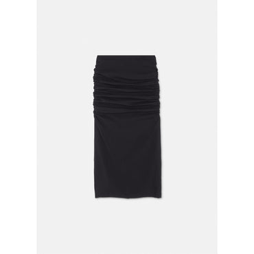 Women Ruche Midi Skirt - Black