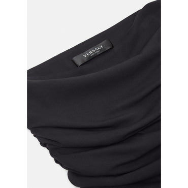Women Ruche Midi Skirt - Black