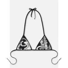 Women Silver Baroque Reversible Bikini Top - Black