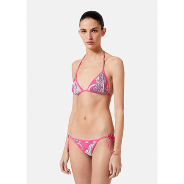 Women Silver Baroque Reversible Bikini Top - Pink