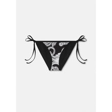 Women Silver Baroque Reversible Bikini Bottoms - Black