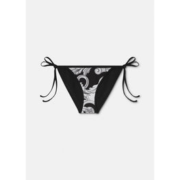 Women Silver Baroque Reversible Bikini Bottoms - Black