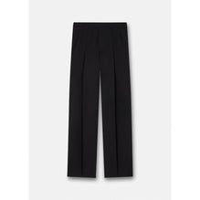 Men Pleated Wool Trousers - Black