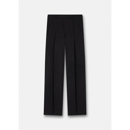 Men Pleated Wool Trousers - Black