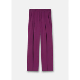Men Pleated Wool Trousers - Purple