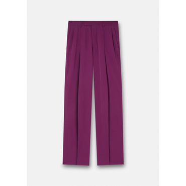 Men Pleated Wool Trousers - Purple