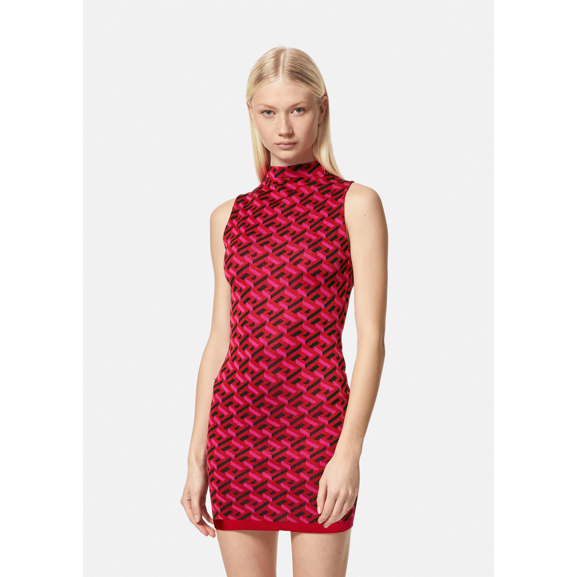 Women La Greca Jacquard Mini Dress - Pink