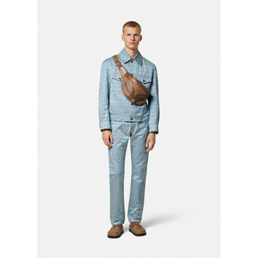 Men Versace Allover Regular-Fit Jeans - Blue