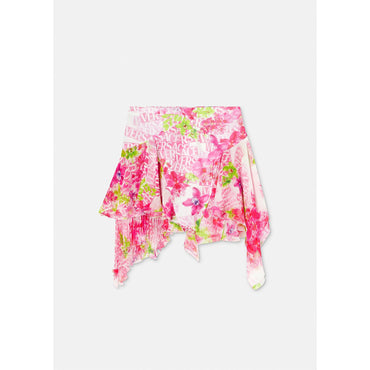Women Logo Orchid Silk Mini Skirt - Pink